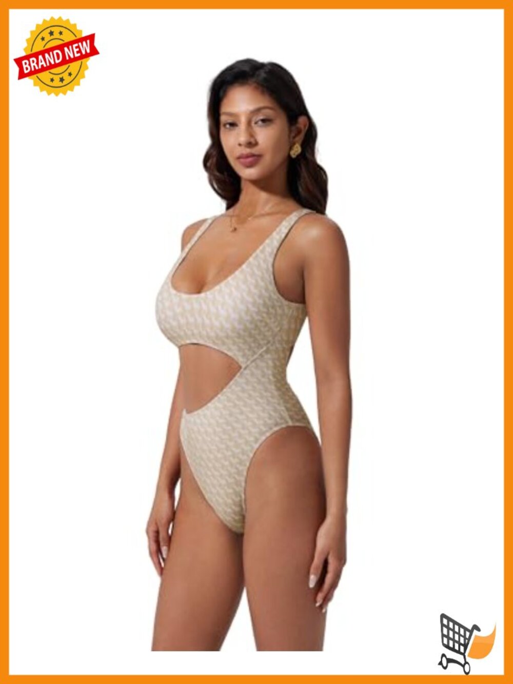 Tummy Control One Piece Swimsuit Cutout Backless Bathing Suit - Picture 3 of 6